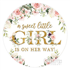 Rosa Blume Gold Mädchen Thema Kreis Baby Dusche Hintergrund