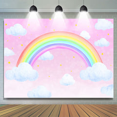 Rosa Regenbogen Himmel Sloud Stern Mädchen Geburtstag Party Hintergrund