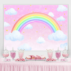 Rosa Regenbogen Himmel Sloud Stern Mädchen Geburtstag Party Hintergrund