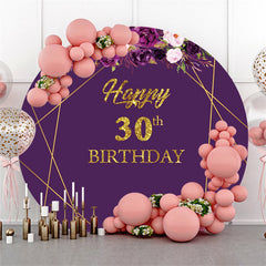 Lila Und Rosa Blume Glücklich Geburtstag Runden Hintergrund