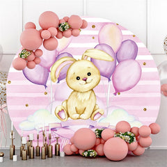 Lila Luftballons Und Kaninchen Runden Glücklich Geburtstag Hintergrund