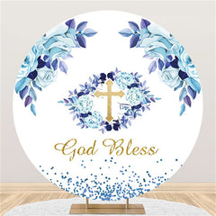 Lila Blau Blumen Gold Gott Segnen Babydusche Hintergrund