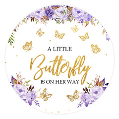 Lila Blumen Und Gold Schmetterling Baby Dusche Hintergrund