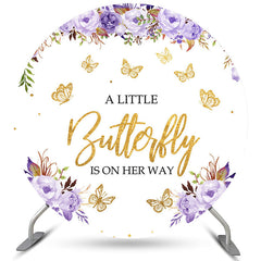 Lila Blumen Und Gold Schmetterling Baby Dusche Hintergrund