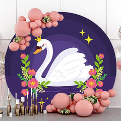 Lila Schwan Blumen Stern Kreis Hintergrund für Baby Dusche