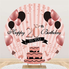Rose Gold Luftballons Glücklich 20 Geburtstag Runden Hintergrund