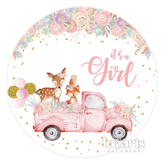 Runden Blumen Tier An Der LKW Babydusche Hintergrund