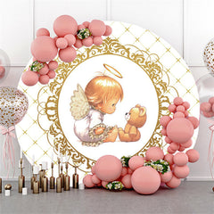 Runden Wurf Baby Und Braun Tragen Babydusche Hintergrund