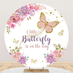 Runden Wenig Schmetterling An Der Weg Baby Dusche Hintergrund