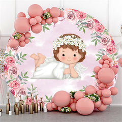 Runden Der Mädchen Lügen In Der Blumen Babydusche Hintergrund