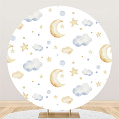 Einfach Nacht Himmel Wolke Mond Stern Runden Niedlich Hintergrund