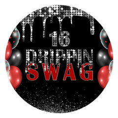 Silber Und Schwarz Beute 16 Runden Glücklich Geburtstag Hintergrund