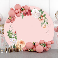 Weiß Blumen Und Grün Blätter Rosa Runden Geburtstag Hintergrund