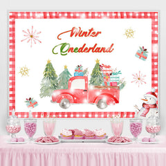 Winter Onederland Rot LKW Schneemann Geburtstag Hintergrund